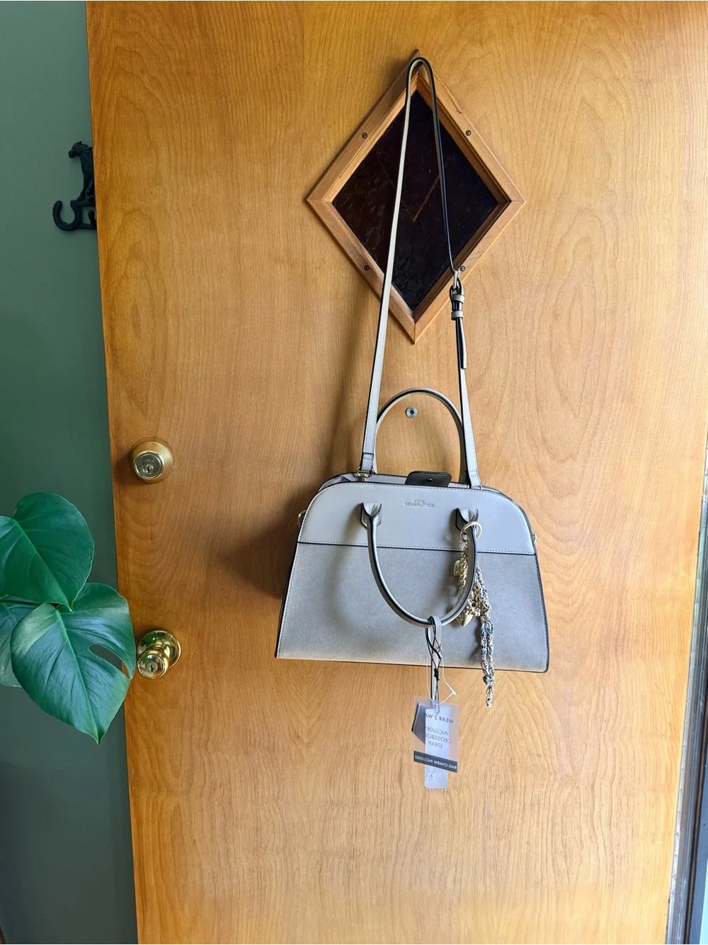 BCBGeneration Two-Tone Gray Dome Satchel with Strap